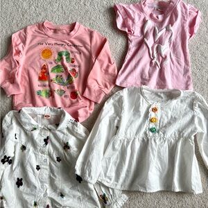 Bundle Set of 4 Girls Tops - Pink & White Mix